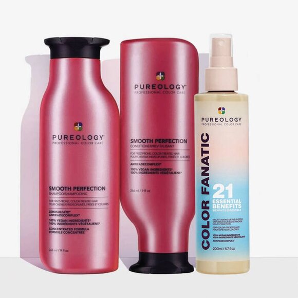 Pureology Smooth Perfection Anti Frizz Shampoo and Conditioner AND FANATIC SPRAY